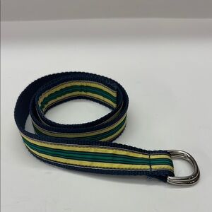 Leather Man Blue and Yellow Canvas Belt with Double Ring Buckle